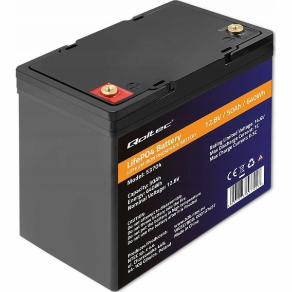 Qoltec LiFePO4 lithium-železitý fosfátový akumulátor | 12...