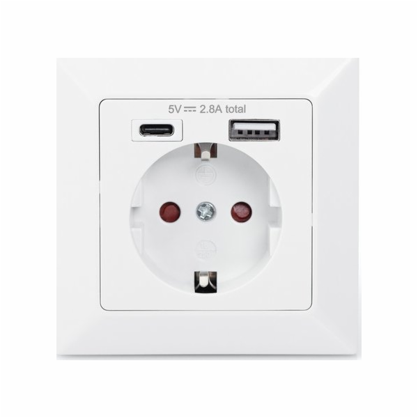 Digitus Sicherheits-Steckdose Unterputz, mit 1x USB-A und...