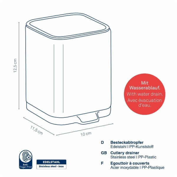 Odkapávač na příbory Plata nerez matná stříbrná 10,0x11,5...