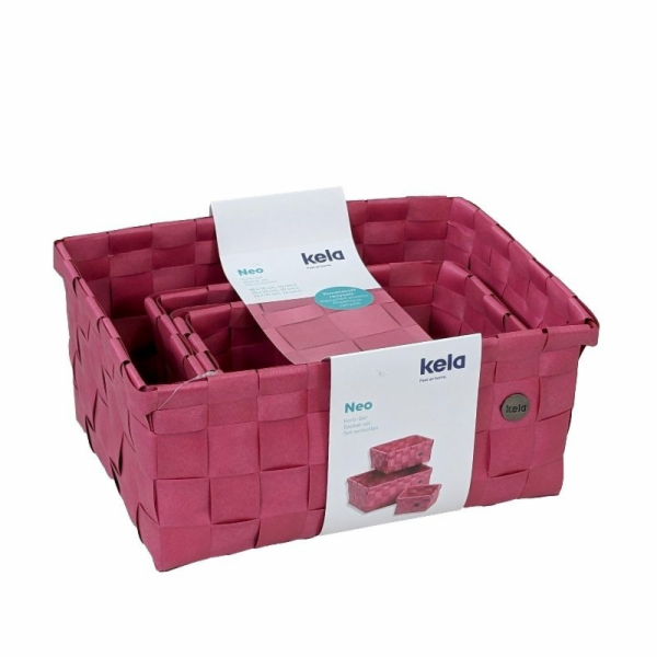 Sada košíků plast malinová červená 3 ks KL-24481