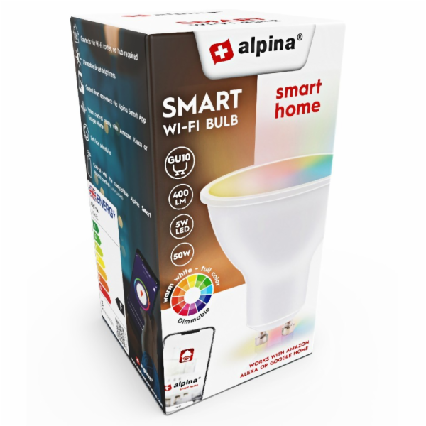 Chytrá žárovka LED RGB WIFI bílá + barevná GU10 ED-225431