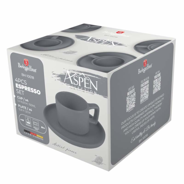 Sada hrnků na espresso s podšálkem 8 ks 100 ml Aspen Coll...