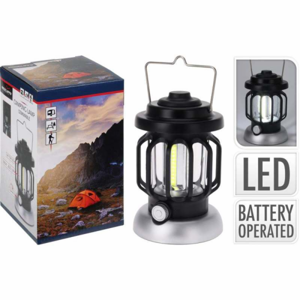 Lucerna s LED žárovkou kempingová 10 x 16 cm kovová černá...