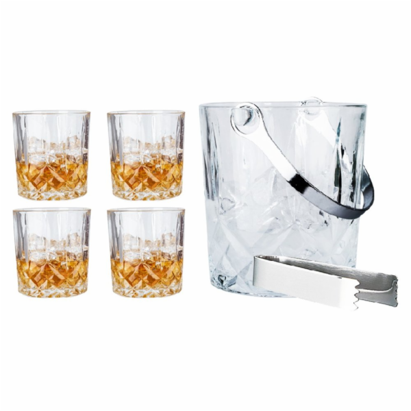 Whiskey set 4 sklenice s kbelíkem na led a kleště HT-2218...