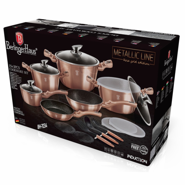 Sada nádobí s mramorovým povrchem 18 ks Rosegold Metallic...