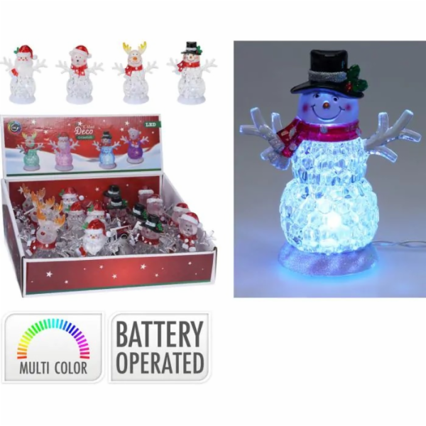 Ozdoba vánoční svítící LED sněhulák 11 cm 4 druhy