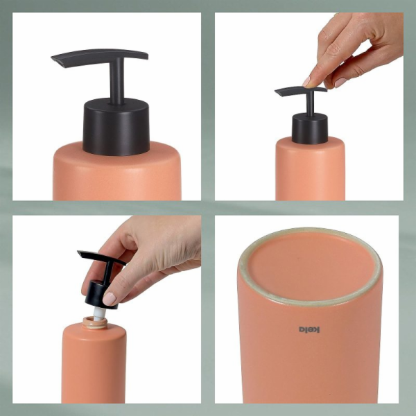 Dávkovač mýdla Matsi keramika broskvově růžová 300 ml KL-...