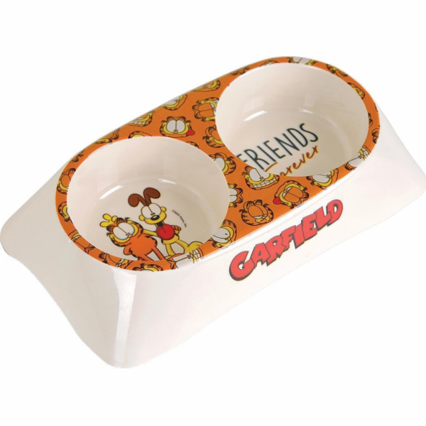 Garfield Dvojitá miska pro kočky z melaminu Garfield, bíl...