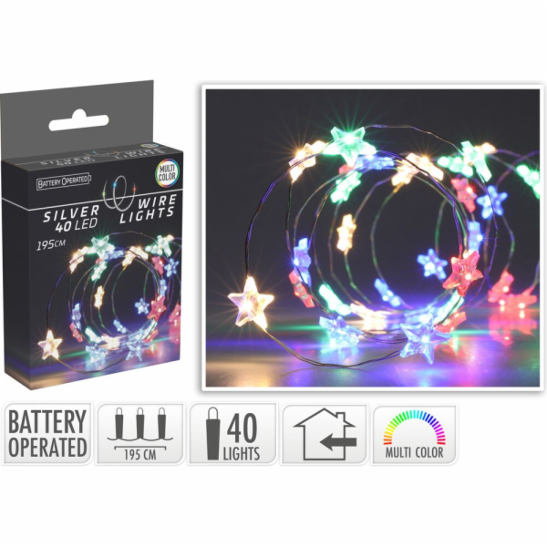 Světla vánoční STAR na drátku 40 LED barevné