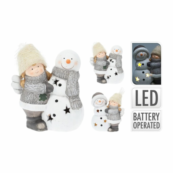 Dekorace vánoční sněhulák a anděl LED 17 cm