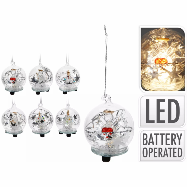 Dekorace vánoční anděl ve skle 6 cm LED