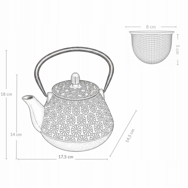 NoName Litinová konvice TAKI s louhovacím zařízením, 1000 ml