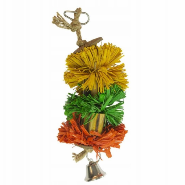 Duvo+ PTAČÍ HRAČKA RAFFIA POMPOMS 24,1x6,4x6,4cm