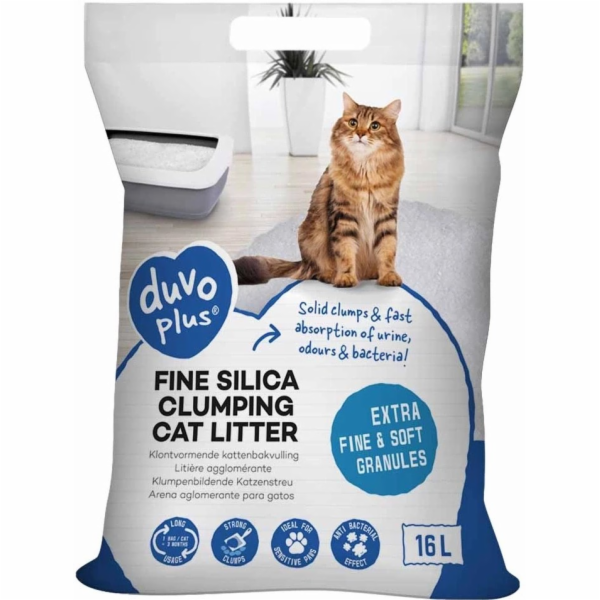 Duvo+ hrudkující silikonová stelivo pro kočky 6 kg 16 l