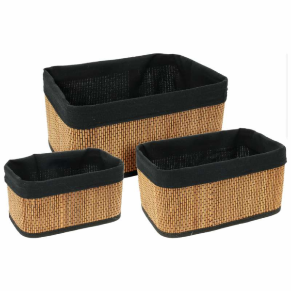 Sada košíků 3 ks bambus/len KO-KR9000090