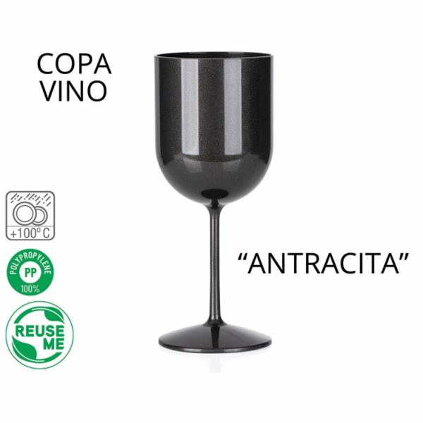 Pohár na víno antracit 6 ks 450 ml plast
