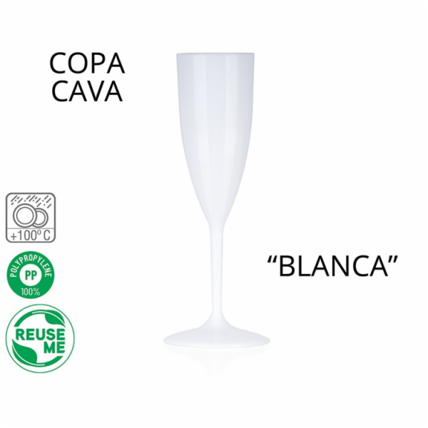Pohár na šampaňské bílý 6 ks 150 ml plast