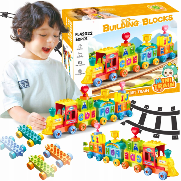 Stavební bloky vlak abeceda 60 prvkůA3w