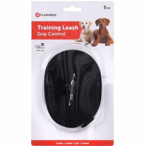 Flamingo Vodítko pro psy nylonové černé 5m