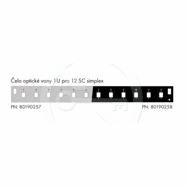 Čelo optické vany 1U pro 12 SC simplex BK