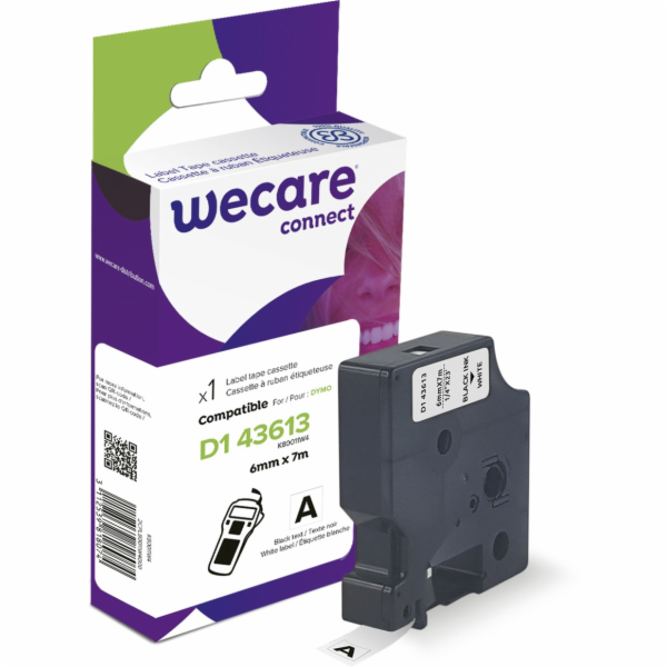 WECARE ARMOR páska pro DYMO S0720780, černá/bílá, 6mm x 7m