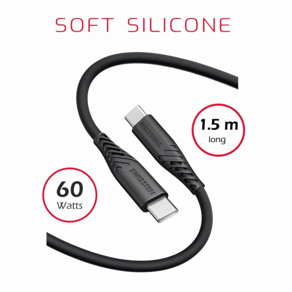 Swissten Datový kabel SOFT SILICONE USB-C / USB-C 1,5 M, ...