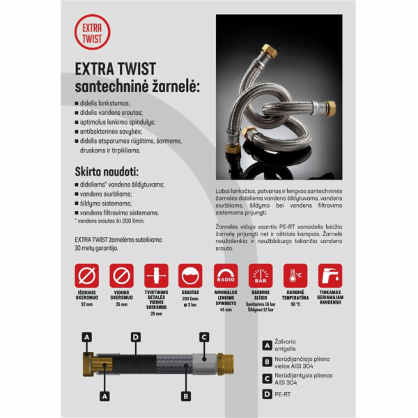 Flexibilní hadice Tucai SA, Extra Twist Codo, I1  -V1  , ...