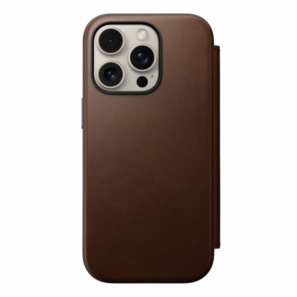 Nomad moderní kožené pouzdro na iPhone 16 Pro hnědé