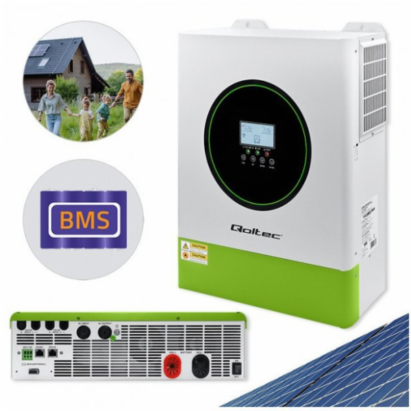 Qoltec Hybridní solární invertor bez nutnosti připojení k...