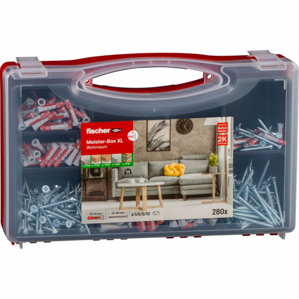 Fischer Meister-Box XL Wohnraum + Schrauben  (hellgrau/ro...
