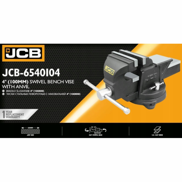 JCB Otočný svěrák z litiny s kovadlinou 4 100 mm (litina SG)