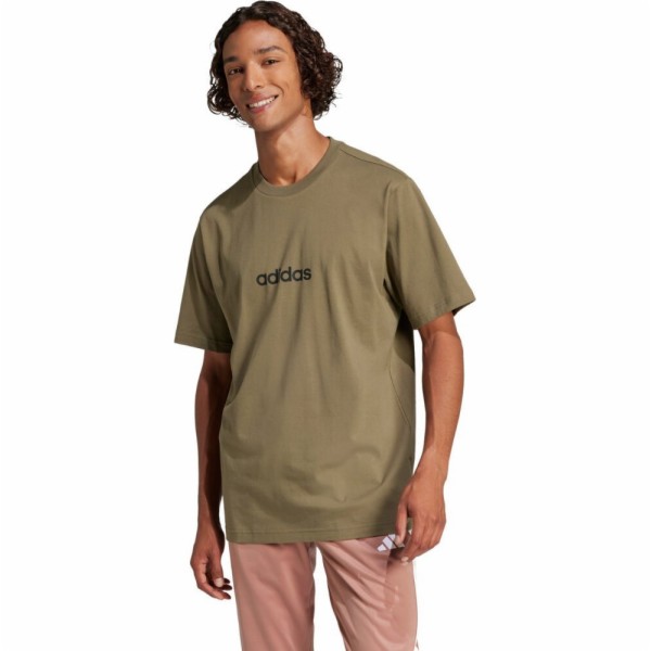 Adidas Pánské khaki tričko Essentials Linear Single JE9001 M