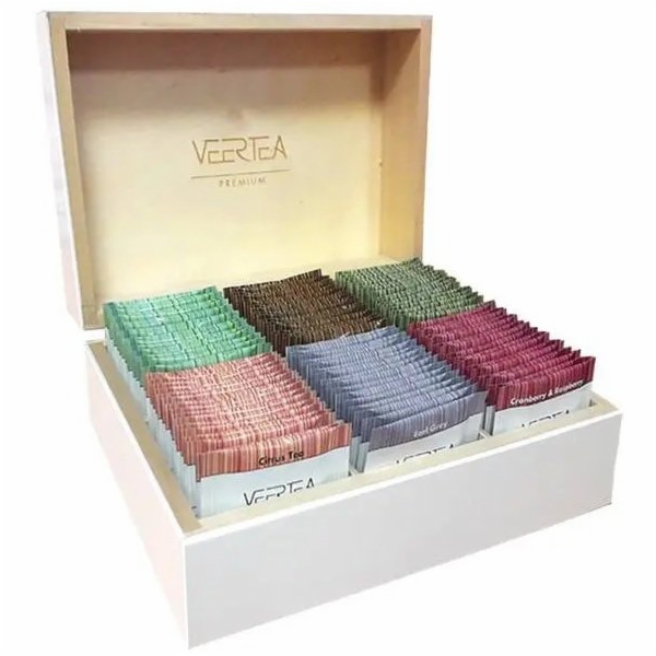 VEERTEA PREMIUM Dřevěná krabička na čaj Veertea, 96 sáčků...