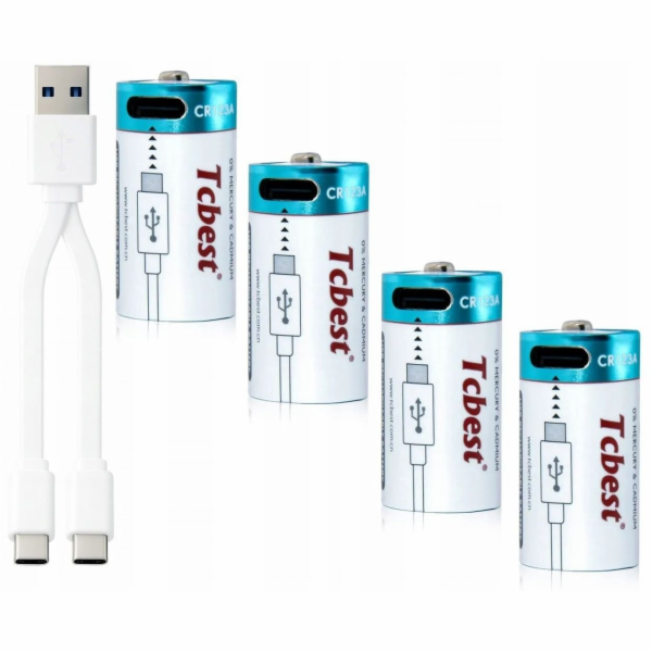 iLuv 4x dobíjecí baterie Cr123a Cr123 500mah USB-C nabíje...