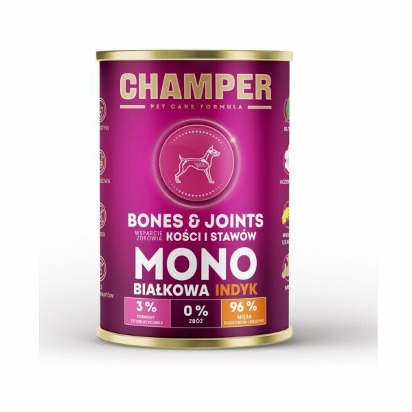 CHAMPER Bones & Joints Mono Turkey - vlhké krmivo pro psy...
