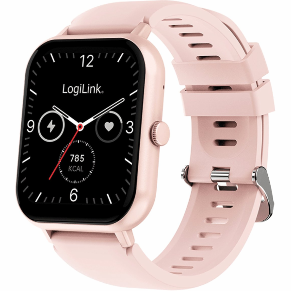 LogiLink Chytré hodinky LCD, BT5.2 IP68, růžové