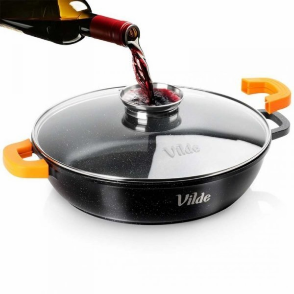 Vilde PLOCHÁ ŽULOVÁ PÁNEV 4,7 L 32 CM S VÍČKEM S AROMATIZ...