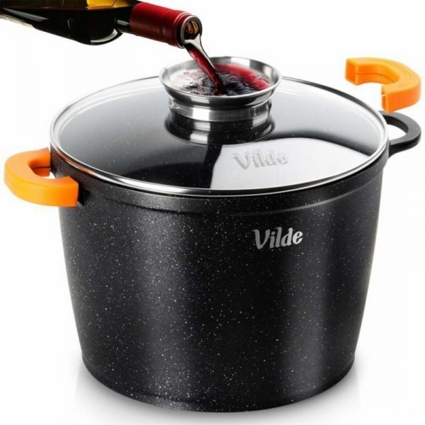 Vilde VYSOKÝ ŽULOVÝ HRNEC 6,7 L 24 CM S VÍČKEM S AROMATIZ...