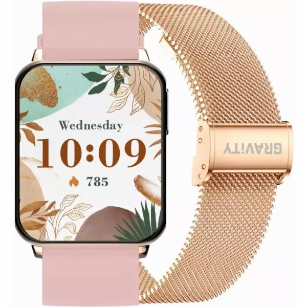 Gravity Chytré hodinky Smartwatch růžovo-zlaté bílé 2 řem...