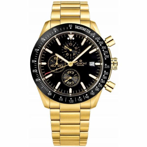 Giewont Pánské hodinky Chronograf Sapphire Gold Black GW8...