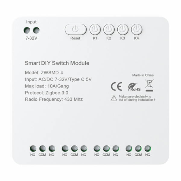 4kanálový spínací modul ZigBee s beznapěťovým kontaktem D...