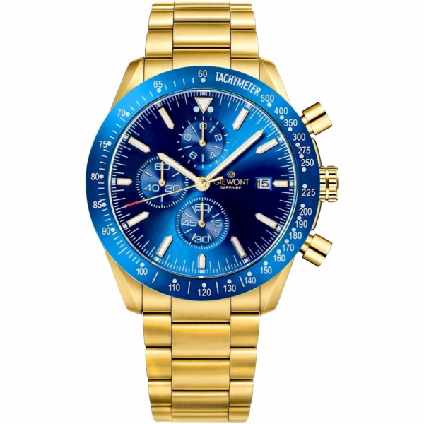 Giewont Pánské hodinky Chronograf Sapphire Gold Blue GW87...