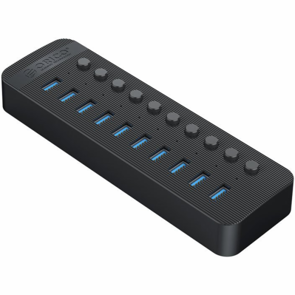 Orico USB HUB Aktivní hub 10xUSB-A 5Gbps BC 1.2 48W černý