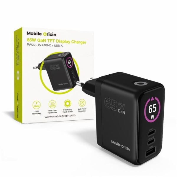 Mobile Origin Nabíječka 65W GaN Display Nabíječka PW20 - ...