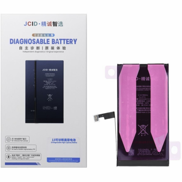 NoName JCID Přiřaditelná baterie pro iPhone 15 (zvýšená k...