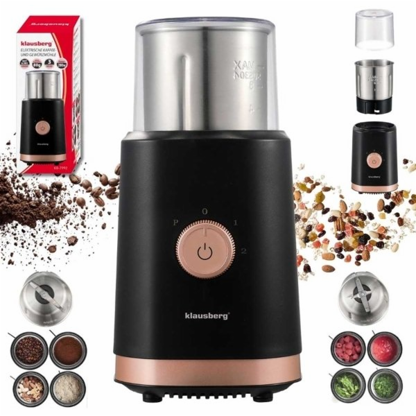 Klausberg KB-7992 ELEKTRICKÝ MLÝNEK NA KÁVU, KOŘENÍ A OVOCE