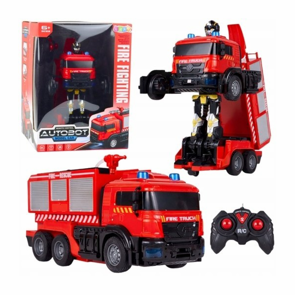 LeanToys Hasičské robotické auto 2 v 1, dálkově ovládané,...