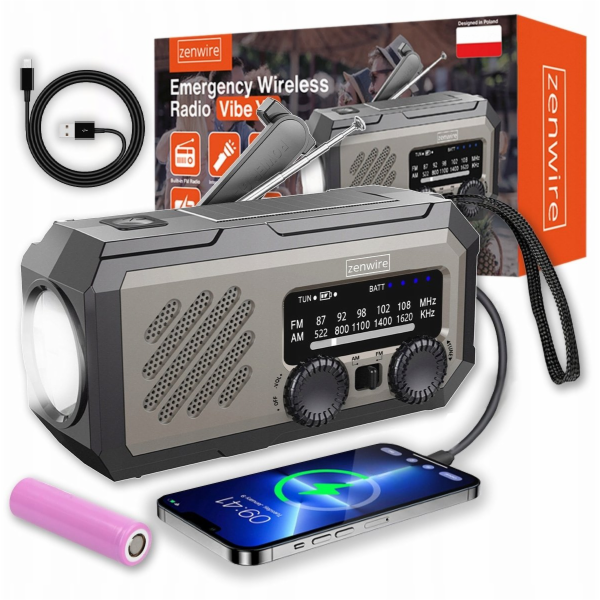 Zenwire Mini přenosné solární nouzové stavební rádio s kl...