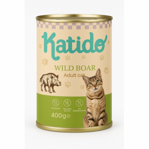 KATIDO Wild boar - mokré krmivo pro kočky - 400g