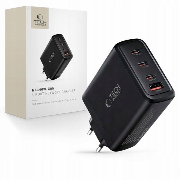 Tech-Protect SÍŤOVÁ NABÍJEČKA NC140W-GAN SE 4 PORTY PD 14...